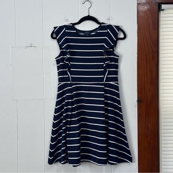 Polo by Ralph Lauren Navy and White Striped Dress Girls XL - Picture 1 of 4